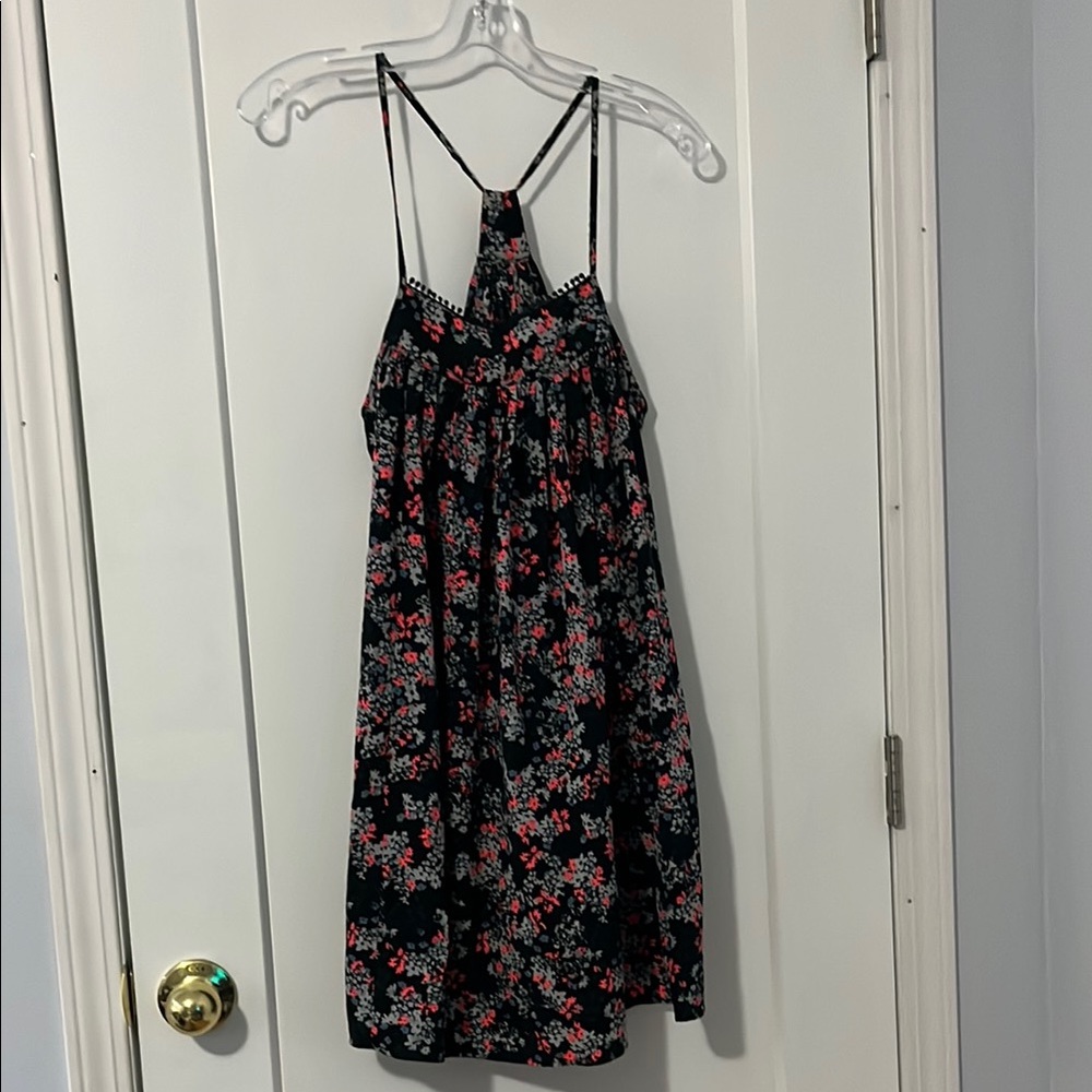 Floral Black and Pink Strappy Dress